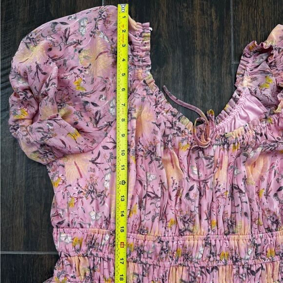 🌸 LAUREN CONRAD Conrad Pink Floral Smocked tea lenght  Midi Dress (XXL) - Picture 8 of 16